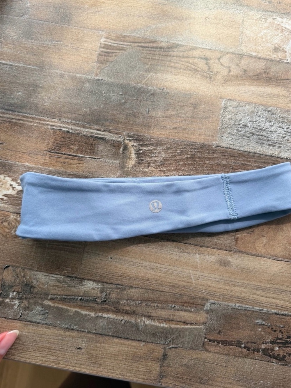Lululemon Light Blue Stretch Running Headband Reflective Logo One Size
